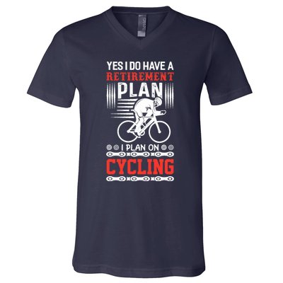 Funny Bicycle Retirement Plan Cycling V-Neck T-Shirt