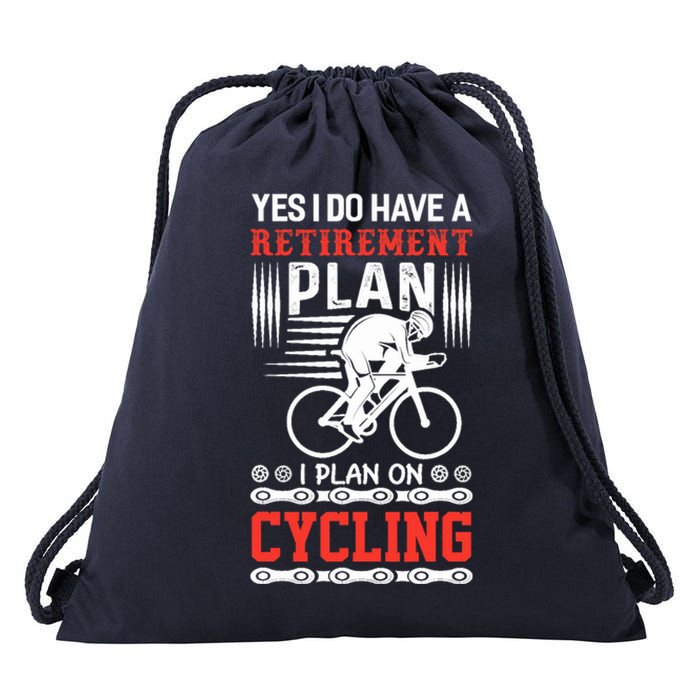 Funny Bicycle Retirement Plan Cycling Drawstring Bag