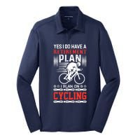 Funny Bicycle Retirement Plan Cycling Silk Touch Performance Long Sleeve Polo