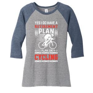 Funny Bicycle Retirement Plan Cycling Women's Tri-Blend 3/4-Sleeve Raglan Shirt