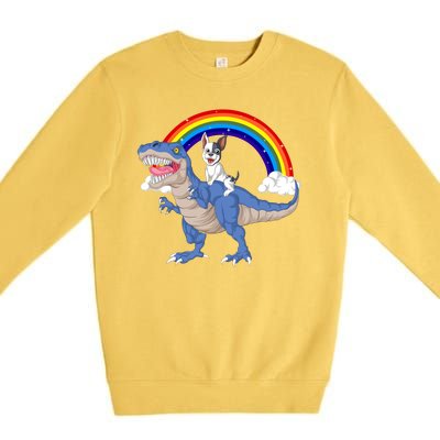 French Bulldog Riding Dinosaur Premium Crewneck Sweatshirt