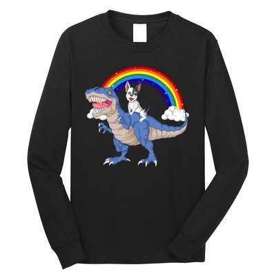 French Bulldog Riding Dinosaur Long Sleeve Shirt