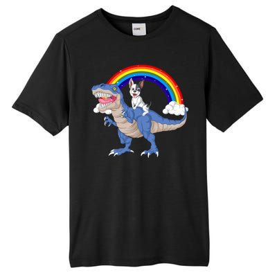 French Bulldog Riding Dinosaur Tall Fusion ChromaSoft Performance T-Shirt