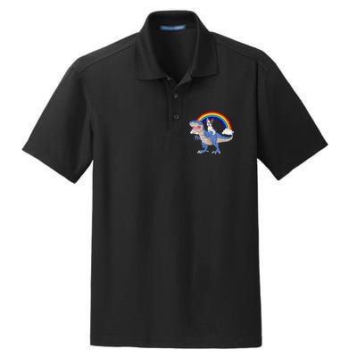 French Bulldog Riding Dinosaur Dry Zone Grid Polo