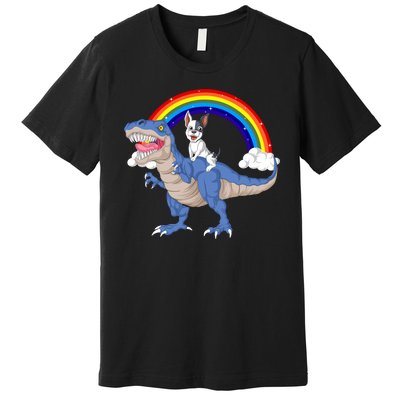 French Bulldog Riding Dinosaur Premium T-Shirt