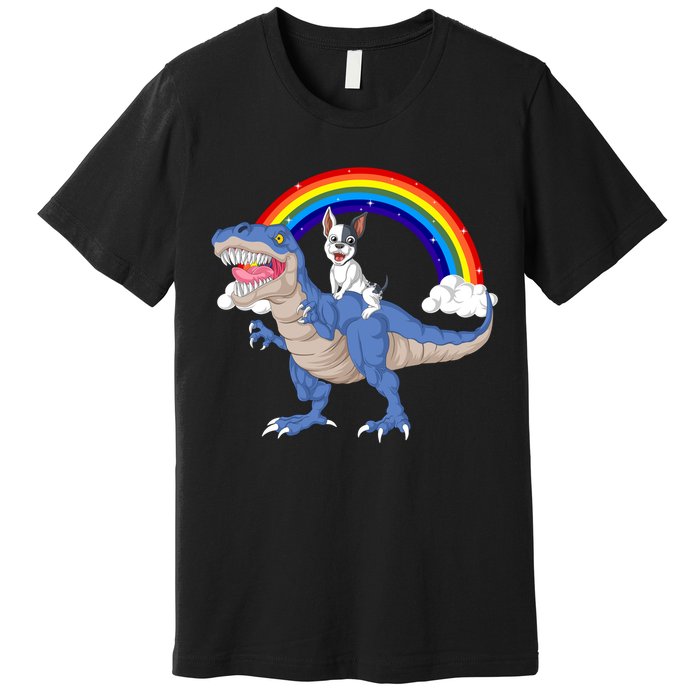 French Bulldog Riding Dinosaur Premium T-Shirt