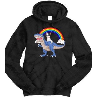 French Bulldog Riding Dinosaur Tie Dye Hoodie