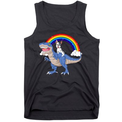 French Bulldog Riding Dinosaur Tank Top