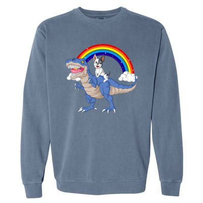 French Bulldog Riding Dinosaur Garment-Dyed Sweatshirt