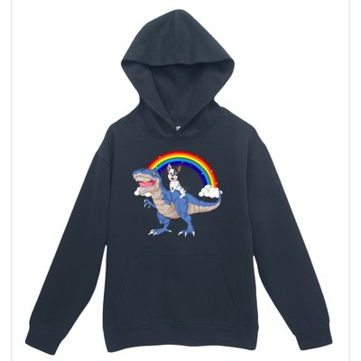 French Bulldog Riding Dinosaur Urban Pullover Hoodie