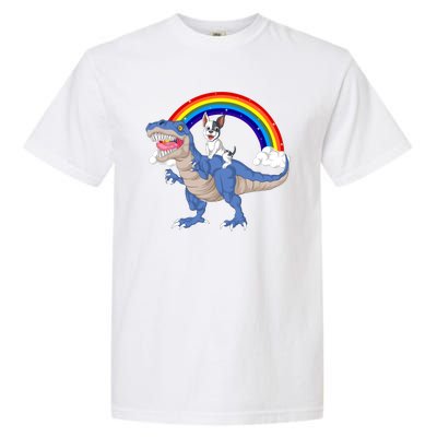 French Bulldog Riding Dinosaur Garment-Dyed Heavyweight T-Shirt