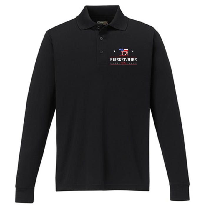 Funny Brisket Ribs 24 Brisket Ribs 2024 Performance Long Sleeve Polo