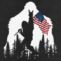 Funny Bigfoot Rock On Hold American Flag Sasquatch Believers 7 Panel Mesh Trucker Snapback Hat