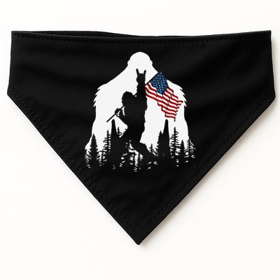 Funny Bigfoot Rock On Hold American Flag Sasquatch Believers USA-Made Doggie Bandana