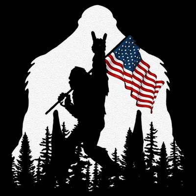Funny Bigfoot Rock On Hold American Flag Sasquatch Believers T-Shirt