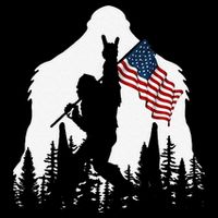 Funny Bigfoot Rock On Hold American Flag Sasquatch Believers Tall T-Shirt