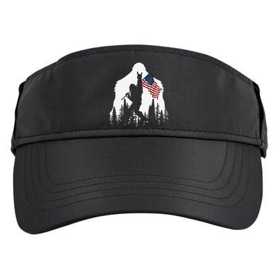 Funny Bigfoot Rock On Hold American Flag Sasquatch Believers Adult Drive Performance Visor