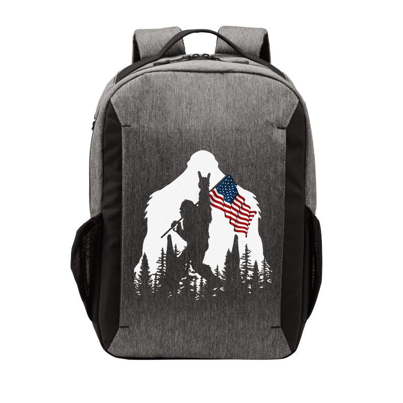 Funny Bigfoot Rock On Hold American Flag Sasquatch Believers Vector Backpack