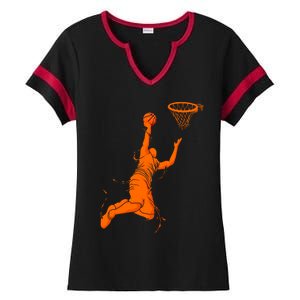 Funny Basketball Retro Fathers Day Dad Papa Uncle Great Gift Ladies Halftime Notch Neck Tee