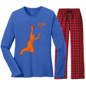 Funny Basketball Retro Fathers Day Dad Papa Uncle Great Gift Women's Long Sleeve Flannel Pajama Set 