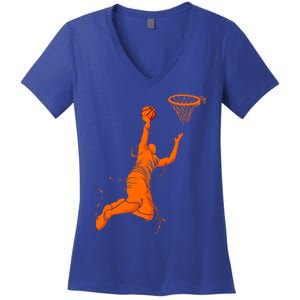 Funny Basketball Retro Fathers Day Dad Papa Uncle Great Gift Women's V-Neck T-Shirt