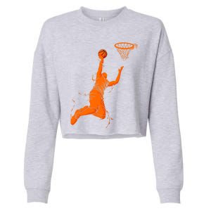 Funny Basketball Retro Fathers Day Dad Papa Uncle Great Gift Cropped Pullover Crew