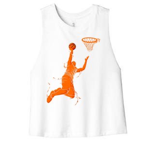 Funny Basketball Retro Fathers Day Dad Papa Uncle Great Gift Women's Racerback Cropped Tank