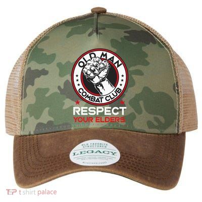 Funny Bjj Respect Your Elders Old Man Combat Club Mma Legacy Tie Dye Trucker Hat