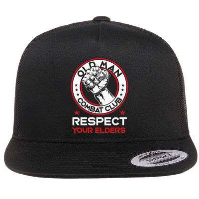 Funny Bjj Respect Your Elders Old Man Combat Club Mma Flatbill Hat