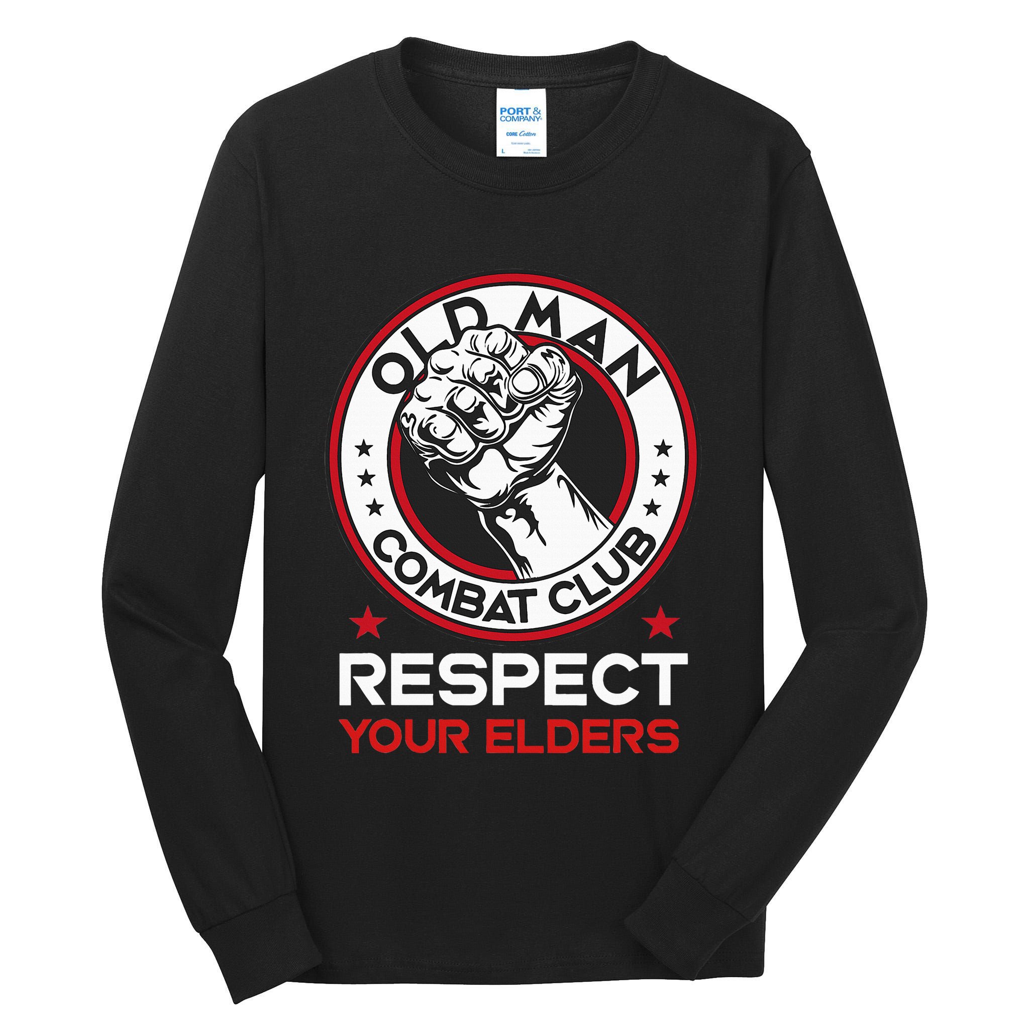 Funny Bjj Respect Your Elders Old Man Combat Club Mma Tall Long Sleeve T-Shirt
