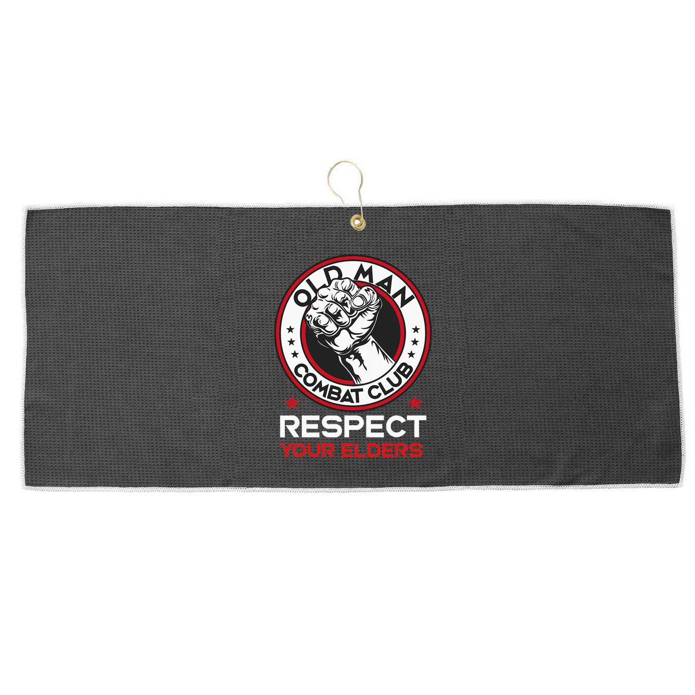 Funny Bjj Respect Your Elders Old Man Combat Club Mma Large Microfiber Waffle Golf Towel