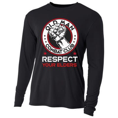 Funny Bjj Respect Your Elders Old Man Combat Club Mma Cooling Performance Long Sleeve Crew