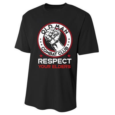 Funny Bjj Respect Your Elders Old Man Combat Club Mma Performance Sprint T-Shirt