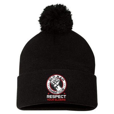 Funny Bjj Respect Your Elders Old Man Combat Club Mma Pom Pom 12in Knit Beanie