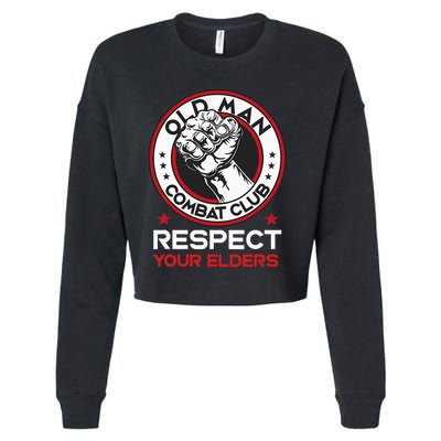 Funny Bjj Respect Your Elders Old Man Combat Club Mma Cropped Pullover Crew