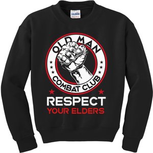 Funny Bjj Respect Your Elders Old Man Combat Club Mma Kids Sweatshirt