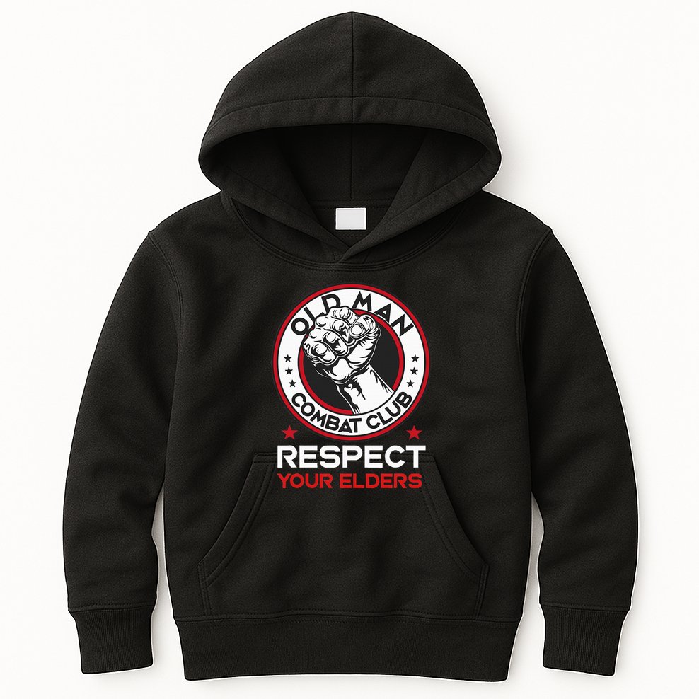 Funny Bjj Respect Your Elders Old Man Combat Club Mma Kids Hoodie