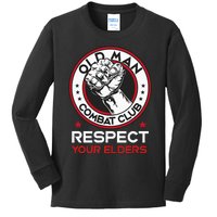 Funny Bjj Respect Your Elders Old Man Combat Club Mma Kids Long Sleeve Shirt