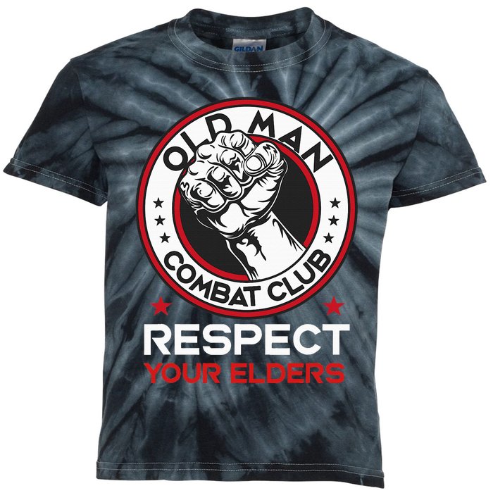 Funny Bjj Respect Your Elders Old Man Combat Club Mma Kids Tie-Dye T-Shirt