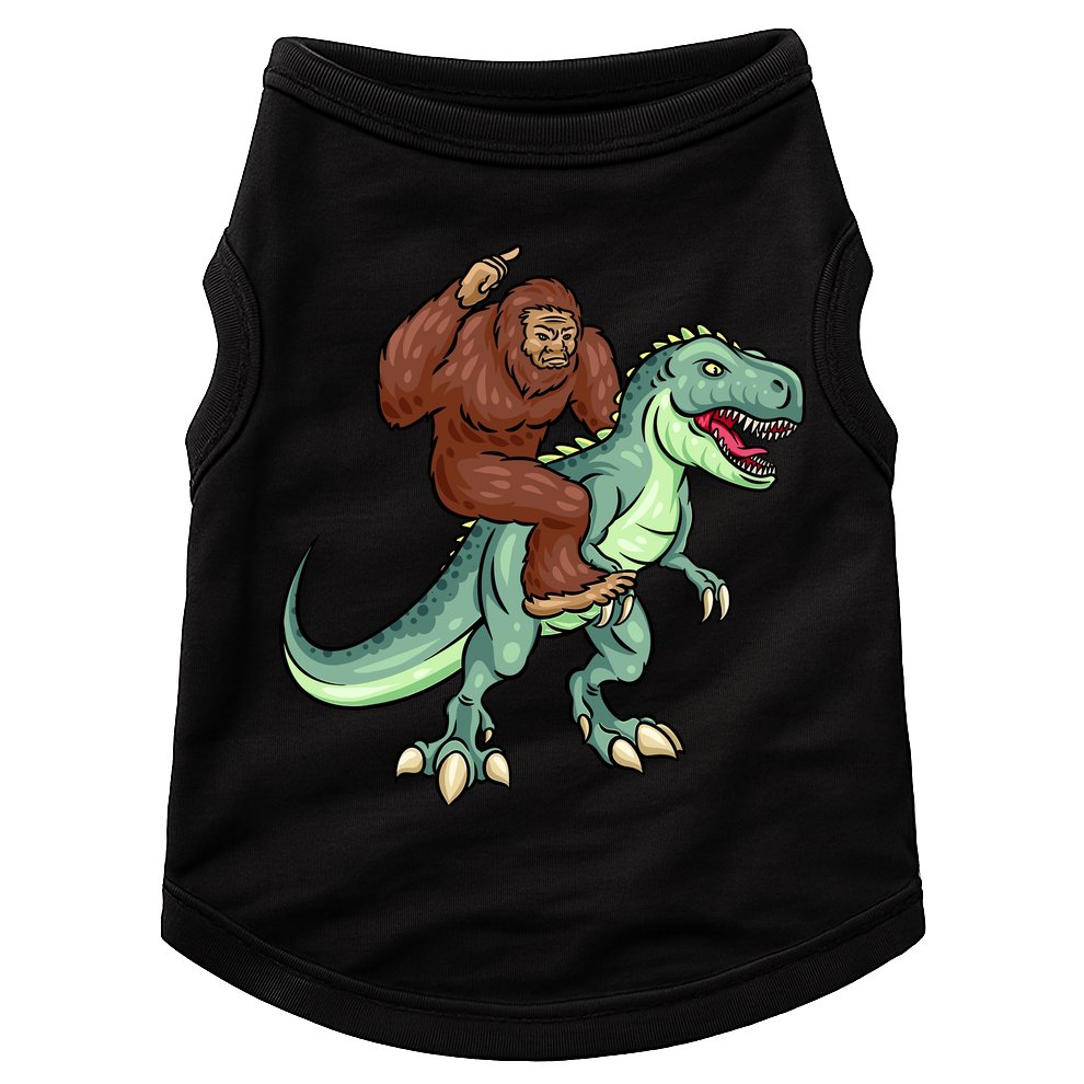Funny Bigfoot Riding T Rex Funny Bigfoot Dinosaur Doggie Tank