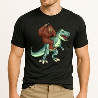 Funny Bigfoot Riding T Rex Funny Bigfoot Dinosaur Cooling Performance Crew T-Shirt