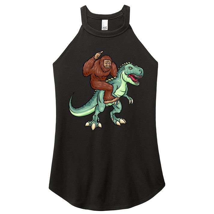 Funny Bigfoot Riding T Rex Funny Bigfoot Dinosaur Women's Perfect Tri Rocker Tank