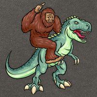 Funny Bigfoot Riding T Rex Funny Bigfoot Dinosaur Cotton Canvas Backpack