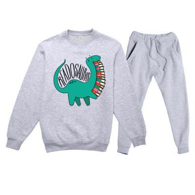 Funny Book Readosaurus Dinosaur Books Library Reading Lovers Premium Crewneck Sweatsuit Set