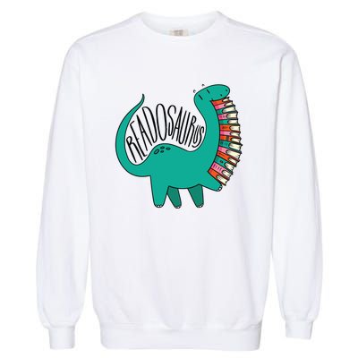 Funny Book Readosaurus Dinosaur Books Library Reading Lovers Garment-Dyed Sweatshirt