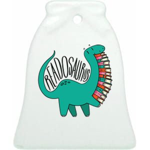 Funny Book Readosaurus Dinosaur Books Library Reading Lovers Ceramic Bell Ornament