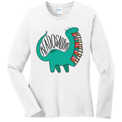 Funny Book Readosaurus Dinosaur Books Library Reading Lovers Ladies Long Sleeve Shirt