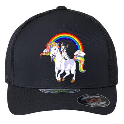 French Bulldog Riding Unicorn Flexfit Unipanel Trucker Cap