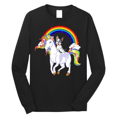 French Bulldog Riding Unicorn Long Sleeve Shirt