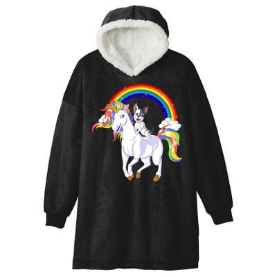 French Bulldog Riding Unicorn Hooded Wearable Blanket